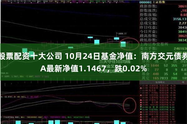 股票配资十大公司 10月24日基金净值：南方交元债券A最新净值1.1467，跌0.02%